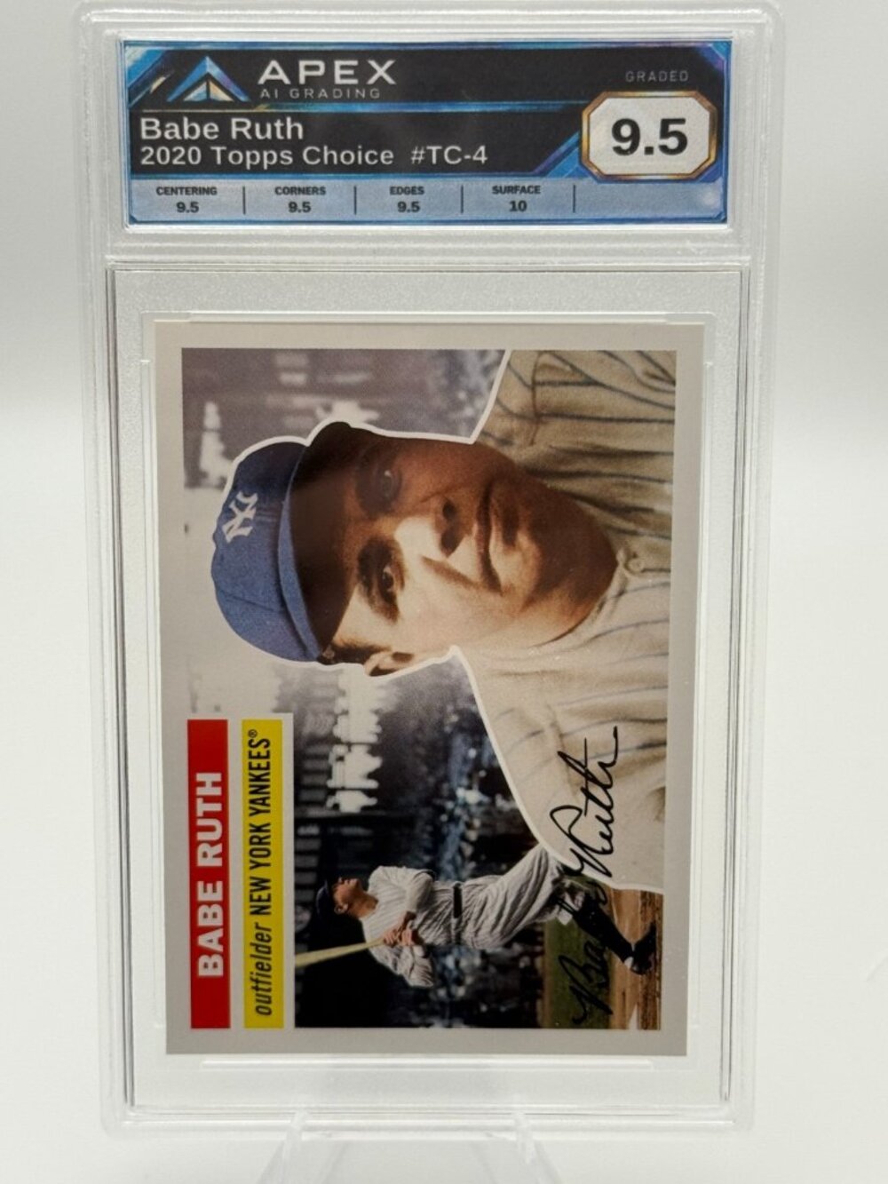 2020 Topps Choice #TC-4 Babe Ruth New York Yankees APEX AI Graded 9.5